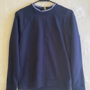 J Crew Merchantile Zip Pullover Solid Stripe Sweater Navy Blue Size S